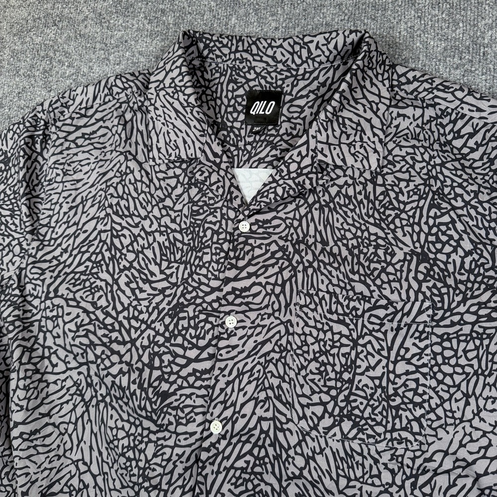 Qilo Tactical Resort Shirt Mens 2XL Gray Elephant Skin Camo Button Up